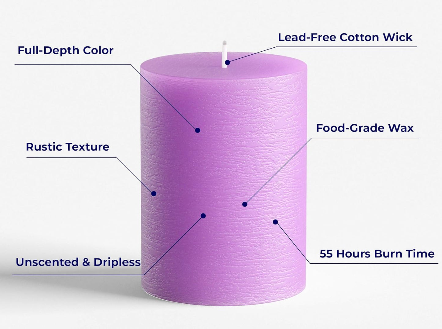 Melt Candle Pillar Candles, 3 Pack - Unscented Candles for Home, Church, Weddings, & More - 3" x 4", Ivory