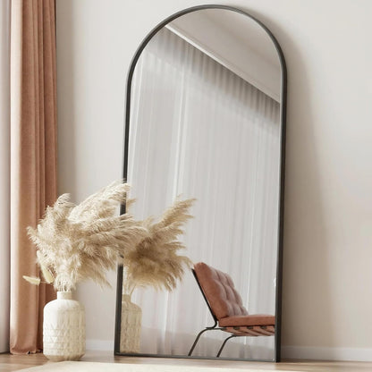 Mirror Full Length, 71"x26" Arched Full Length Mirror, Arch Mirror with Stand, Large Standing Mirrors, Oversized Full Body Mirrors with Aluminum Frame for Bedroom, Living Room (White)