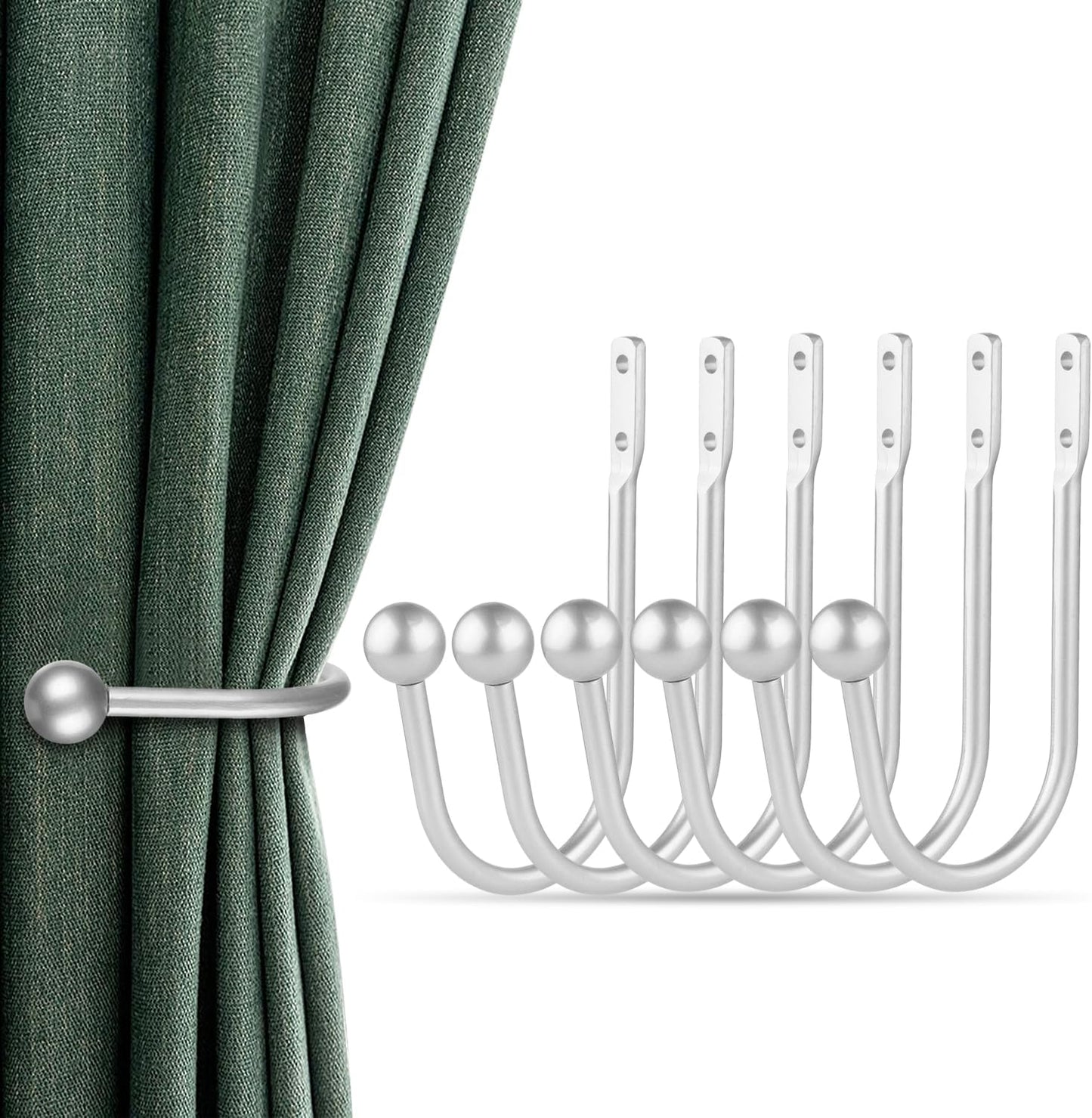 Curtain Holdbacks, 4pcs Curtains Holder Wall Mounted Drapery Tiebacks Retro Window Hook for Home Decor, Matte Black