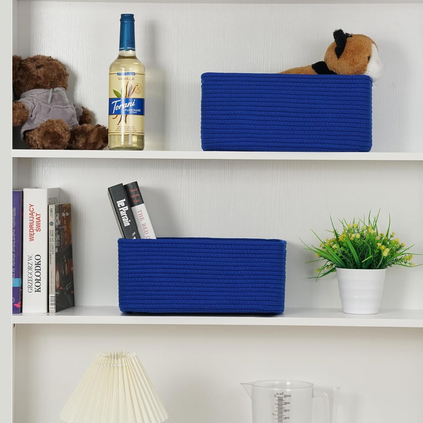 3-Pack Small Storage Baskets for Organizing | Woven Shelf Toy Basket | Rope Baskets for Gifts Empty | Closet Organizer Bins with Handles | Cube Decorative Box | 11.8×7.8×5.1” | Mixed brown
