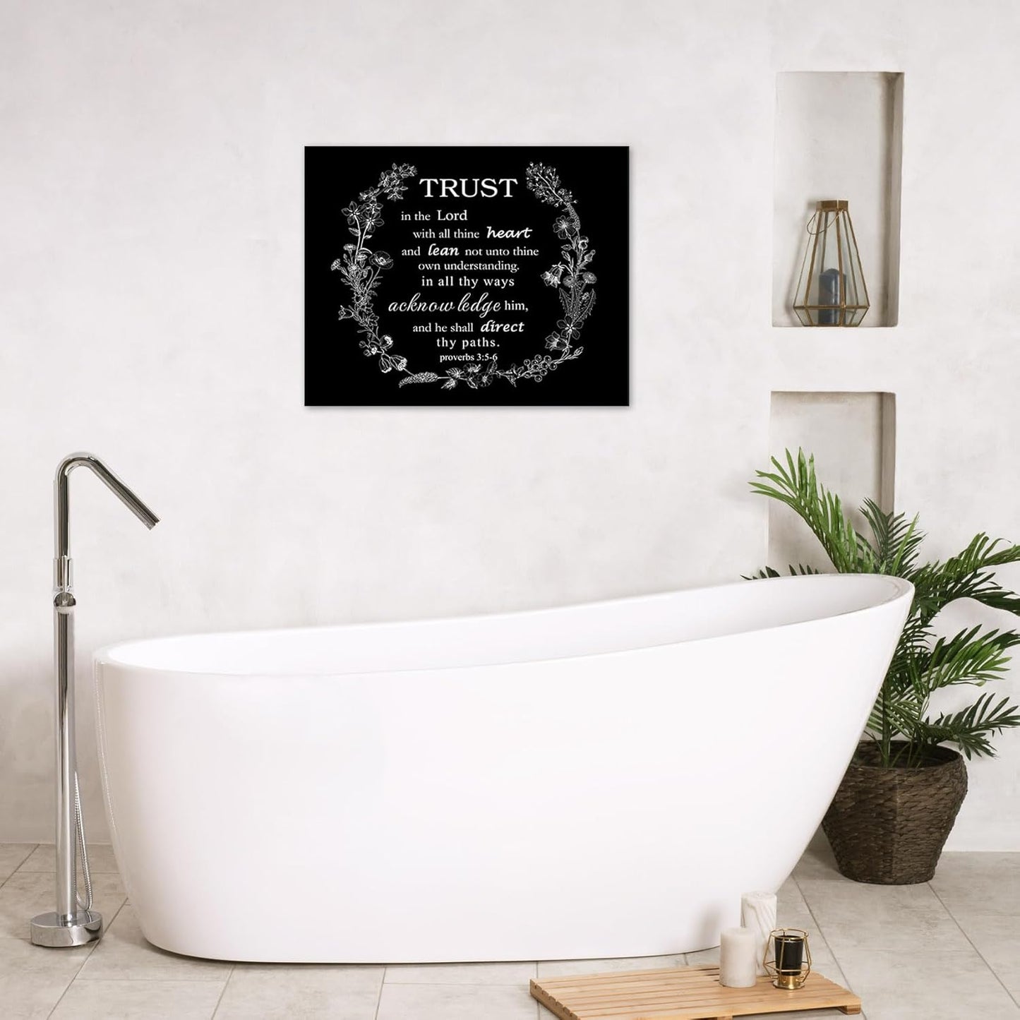 EOBTAIN Zen Flower Canvas Wall Art Bathroom Butterfly and Water Lily Stone Relaxing Spiritual Yoga Framed Wall Art Just Breathe Pictures Canvas Wall Decor for Living Room Bedroom,12x16 Inches