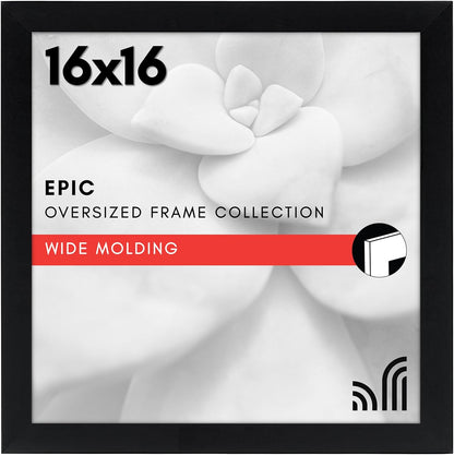 Americanflat 16x20 Picture Frame with Polished Plexiglass - Black Picture Frame - Wide Photo Frames Made of Engineered Wood for Vertical or Horizontal Wall Display - Epic Collection - Black - Colors C