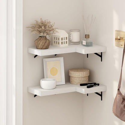 Furinno Rossi 5-Tier Wall Mount Floating Radial Corner Shelf, White