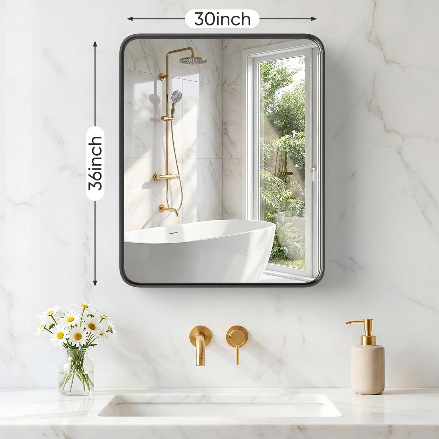 NEWBULIG Gold Round Wall Mirror 36 Inch, Bathroom Mirrors for Over Sink, Wall Decor for Bathroom, Entryway, Bedroom, Vanity