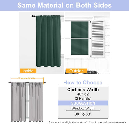 Simplebrand Ava Sage Green Blackout Curtains for Bedroom 63 Inch Length 2 Panels Set, Solid Thermal Insulated Energy Saving Rod Pocket Window Treatment Curtains Blackout Drapes, W40 x L63 Inch, Sage - Colors B
