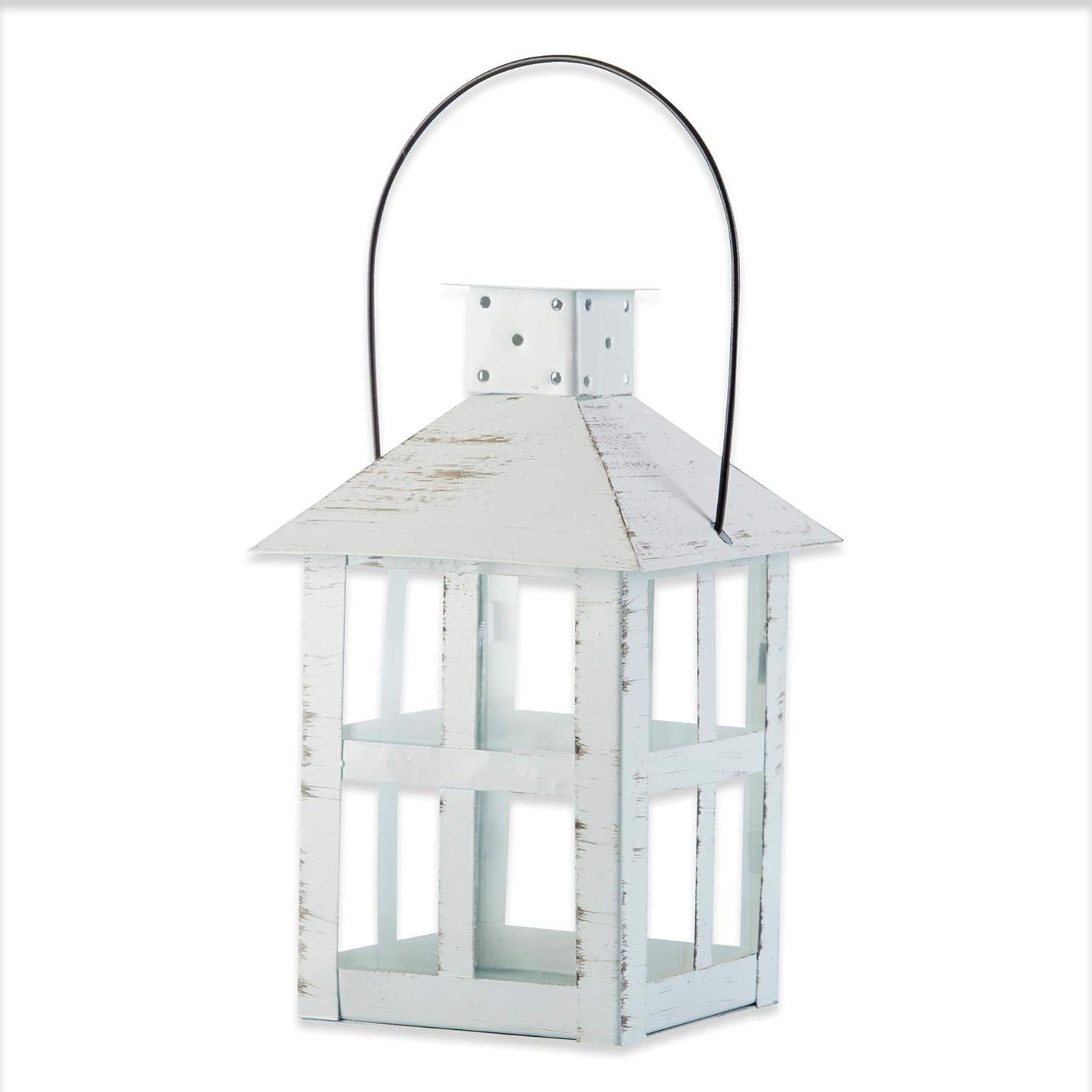 Kate Aspen Rustic Farmhouse Decor White Candle Holder Lantern Decorative (5 Inch), Wedding Decoration, Centerpiece Table Decorations, Home Decor, Shelf Decor, Fireplace Lantern