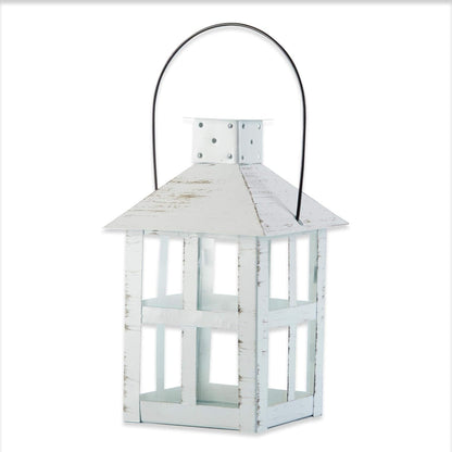Kate Aspen Rustic Farmhouse Decor White Candle Holder Lantern Decorative (5 Inch), Wedding Decoration, Centerpiece Table Decorations, Home Decor, Shelf Decor, Fireplace Lantern