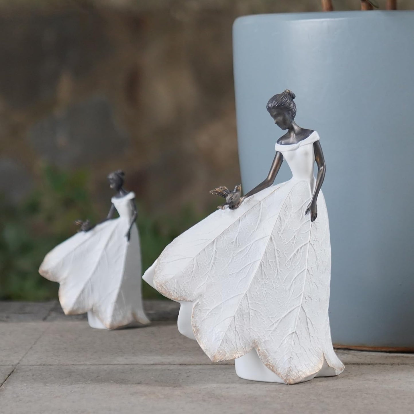 Guichifun Fairy Statue Collection Home Decoration - Leaf Angel Girls Resin Modern Table Decor for Living Room Office Sculpture Decor for Women Indoor Rustic Figurines Gift 5 x 3 x 7.5 Inch