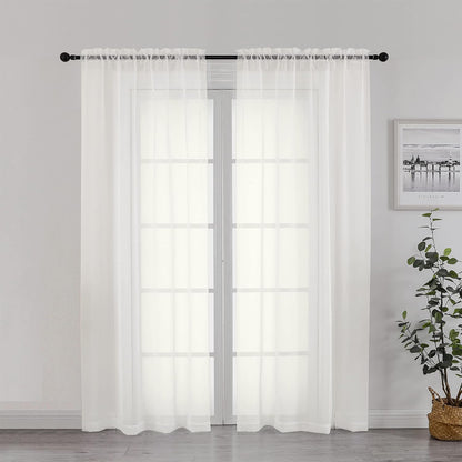 Chyhomenyc Sheer White Valances for Windows 2 Pack, Small Window Curtains for Living Room Bathroom Cafe Laundry Basement, Modern Top Dual Rod Pocket Voile Curtain, 42W x 14L inches, White - Colors C