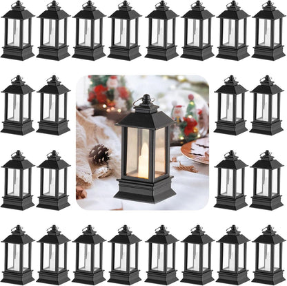 Black Lanterns Decorative Indoor: 24 Pcs Starlight Mini LED Lantern for Centerpiece Table Decorations Halloween Christmas Wedding Party Camping Decor