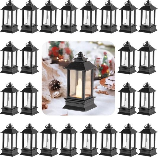 Black Lanterns Decorative Indoor: 24 Pcs Starlight Mini LED Lantern for Centerpiece Table Decorations Halloween Christmas Wedding Party Camping Decor