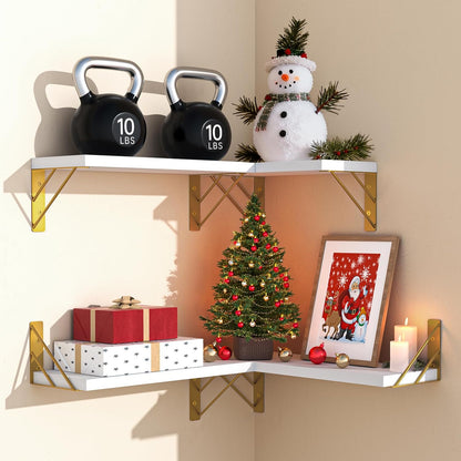 BAYKA Wall Mounted Floating Bathroom Shelves, Wood Wall Shelf for Bathroom Essentials & Decor, Space-Saving Display & Organizer (Black, Set of 4)