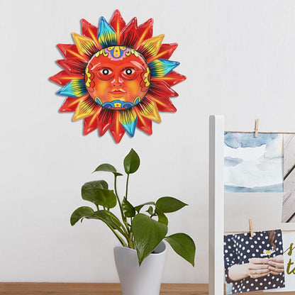 Large Metal Sun Wall Decor Outdoor, 27 Inch Sun and Moon Decor Metal Wall Art, 3D Sun Wall Decor for Patio Garden Yard Fence Bedroom Living Room Decoration