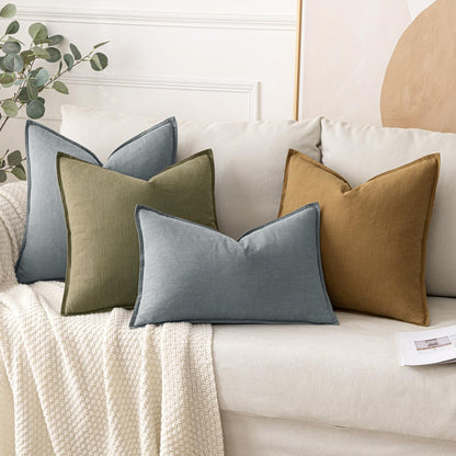 MIULEE Decorative Linen Euro Sham Pillow Covers 26x26 Cream White Boho Farmhouse Neutral Couch Throw Pillows for Bed Pack of 2 Accent Modern Pillowcase Sofa Livingroom Home Decor