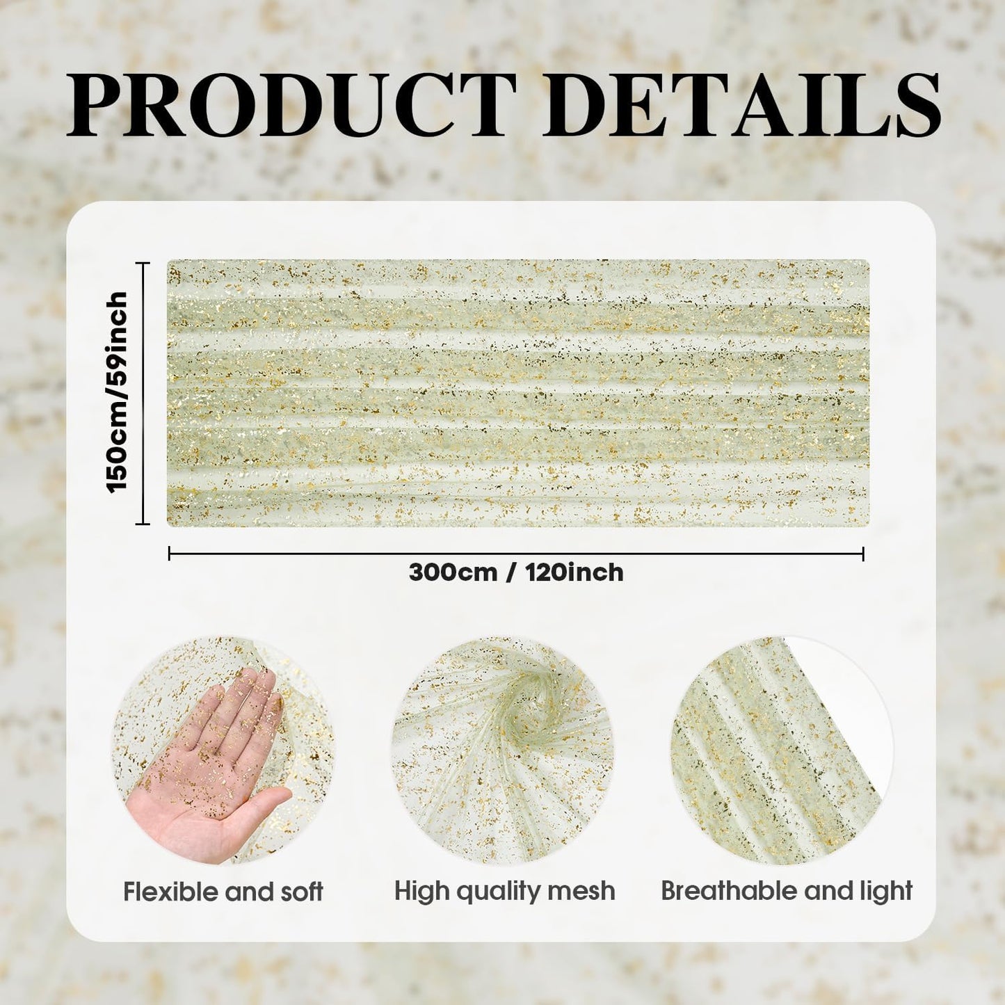 Artoid Mode Beige Gold Gauze Table Runner 120 Inch 10FT, Glitter Metallic Foil Sheer Dining Wedding Anniversary Holiday Birthday Table Decor for Home Party