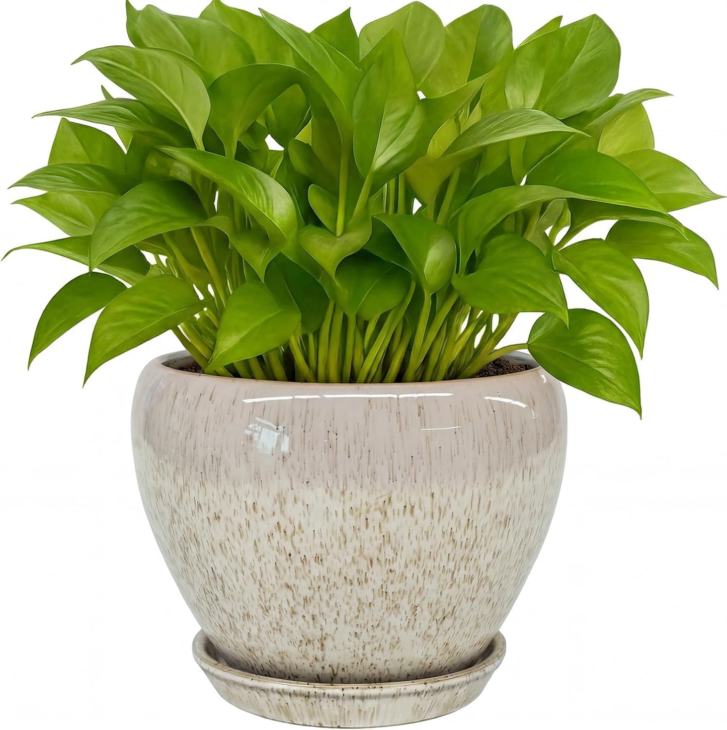 Deep Dream 6 Inch Plant Pots- Ceramic Planter Pot with Drainage Hole and Saucer, Round Flower Pot for Indoor Outdoor Succulent, Snake Plants and Cactus, Blue