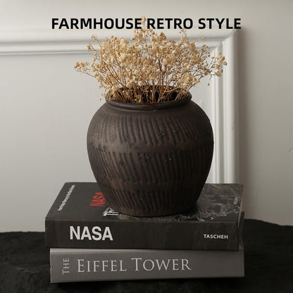Rustic Vases for Home Decor. Ceramic Vase for Dining Table Decor. Terracotta Decorative Vase 6.1IN. ZSHLXM