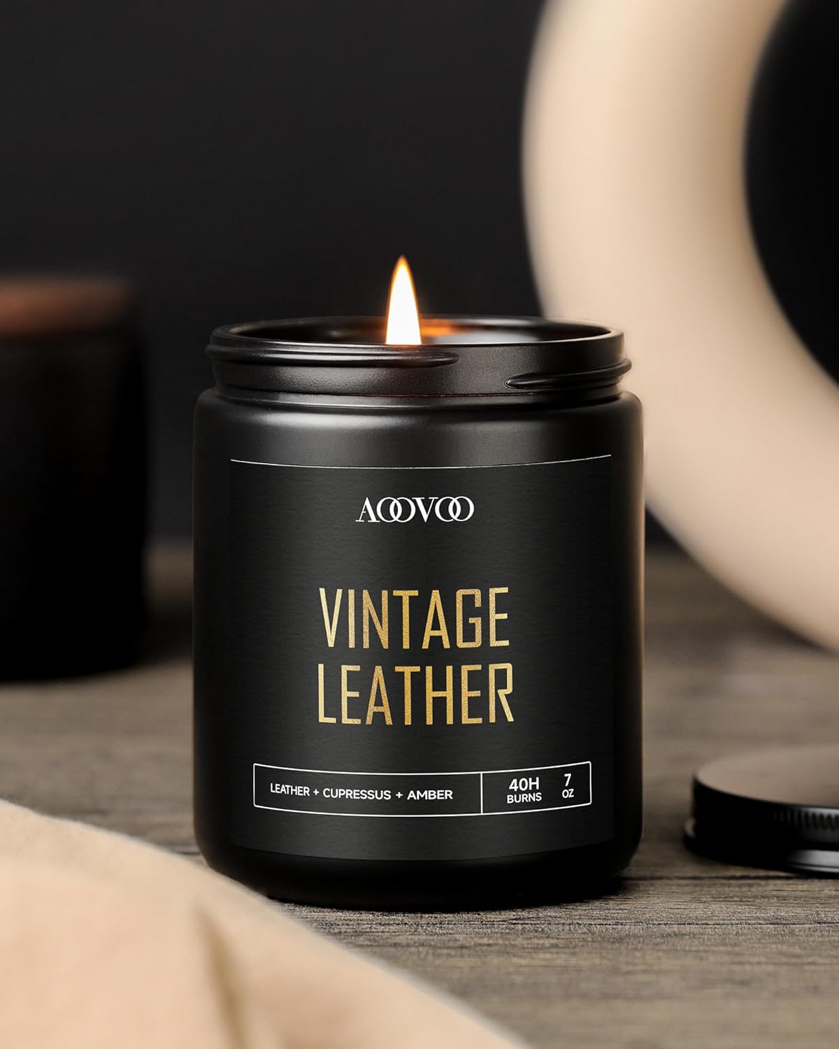 AOOVOO Scented Candles for Men - 4 Pack Candles for Home Scented, 36oz Soy Wax, 200 Hour Burn Time, Men Candle Set, Sandalwood Oud/Mahogany Teakwood/Smoke Vanilla/Jasmine Candle Set A