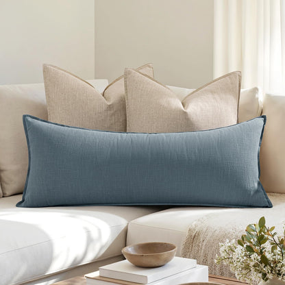 MIULEE Decorative Long Lumbar Throw Pillow Cover for Bed 14x36 Natural Beige Boho Farmhouse Neutral Couch Pillowcase Pack of 1 Accent Modern Sofa Cushion Livingroom Home Decor (Covers Only)
