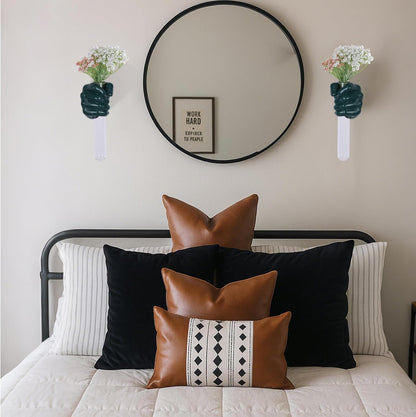 2 Pieces Wall Sculptures, Hands Vase Home Decor, Wall Mount Art Sculpture, Unique Wall Art Statue, Funky Flower Vase Decorations, Modern Eclectic Hanging Decor,Hands Statue (Black)