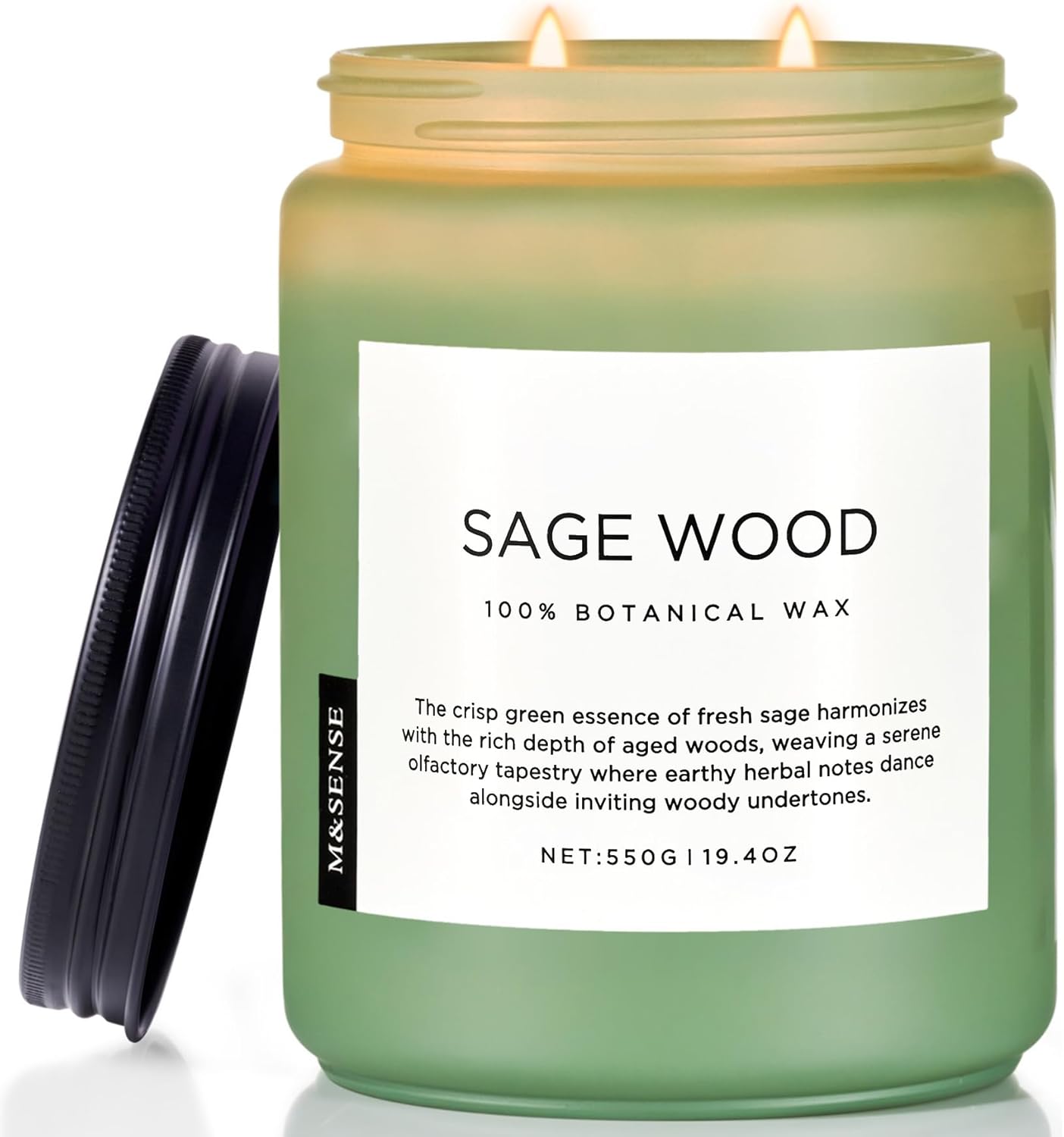 M&SENSE Eucalyptus & Mint Scented Jar Candle, Large 19.4oz Natural Soy Wax, 110-Hour Long Lasting Non-Toxic Clean Burning, Fresh Smelling Home Aromatherapy for Spa Stress Relief, Gifts for Men Women