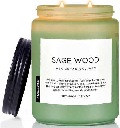 M&SENSE Eucalyptus & Mint Scented Jar Candle, Large 19.4oz Natural Soy Wax, 110-Hour Long Lasting Non-Toxic Clean Burning, Fresh Smelling Home Aromatherapy for Spa Stress Relief, Gifts for Men Women