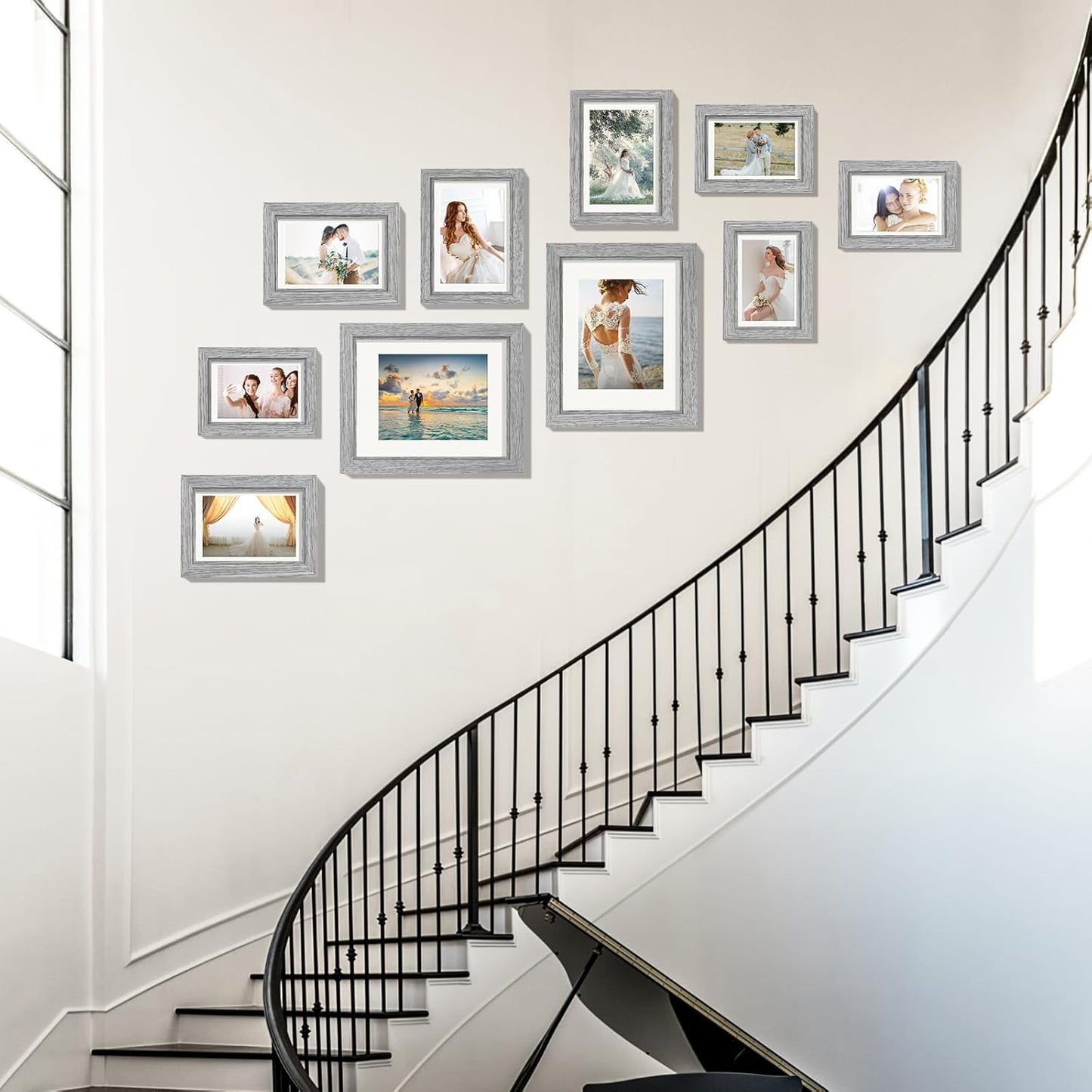 Povrgive Picture Frames, Made of Real Glass and Wooden Frame, Gallery Photo Frames Set of 10 for Collage Wall Decor, Multi Sizes Including 8x10, 5x7, 4x6 for Mounting or Tabletop Display, Wood