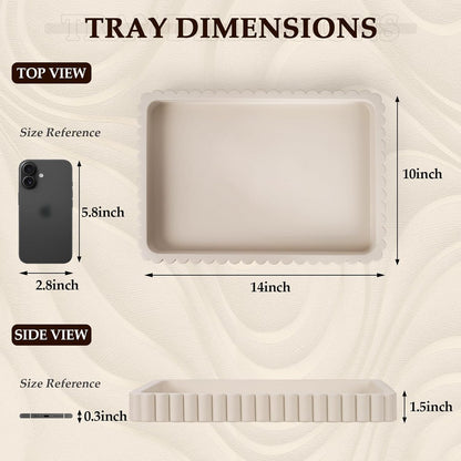 Concrete Decorative Tray for Coffee Table Decor, 14" Coffee Table Tray Ottoman Tray Table Centerpieces, Rectangular Modern Decorative Trays for Home Decor, Living Room, Entry, Black