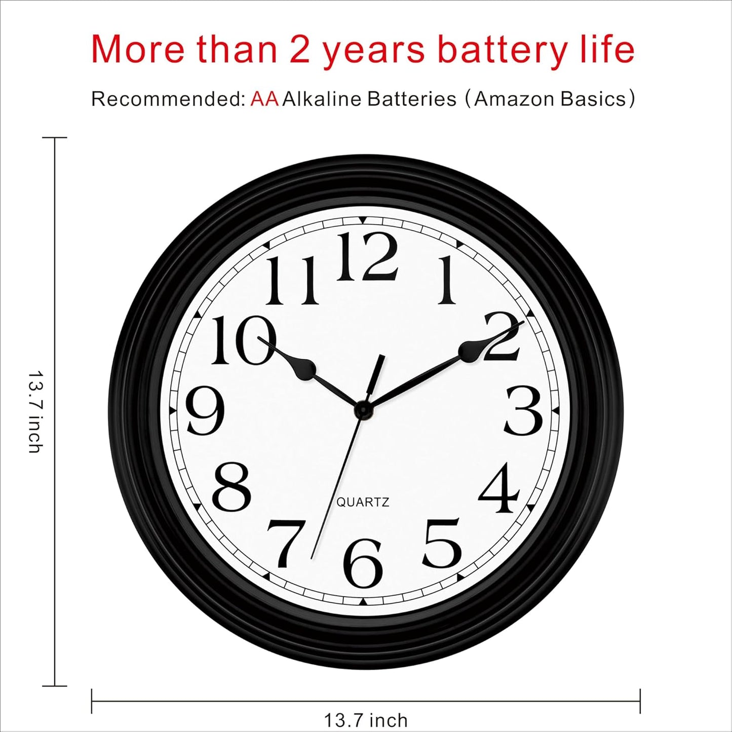Foxtop Retro Silent Non-Ticking Round Classic Clock Quartz Decorative Battery Operated Wall Clock for Living Room Kitchen Home Office 12 Inch (Bronze)