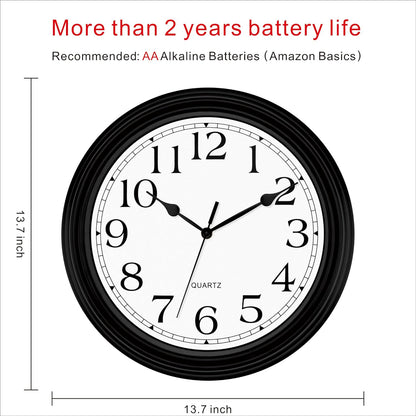 Foxtop Retro Silent Non-Ticking Round Classic Clock Quartz Decorative Battery Operated Wall Clock for Living Room Kitchen Home Office 12 Inch (Bronze)
