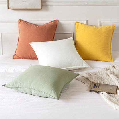 MIULEE Decorative Linen Euro Sham Pillow Covers 26x26 Cream White Boho Farmhouse Neutral Couch Throw Pillows for Bed Pack of 2 Accent Modern Pillowcase Sofa Livingroom Home Decor
