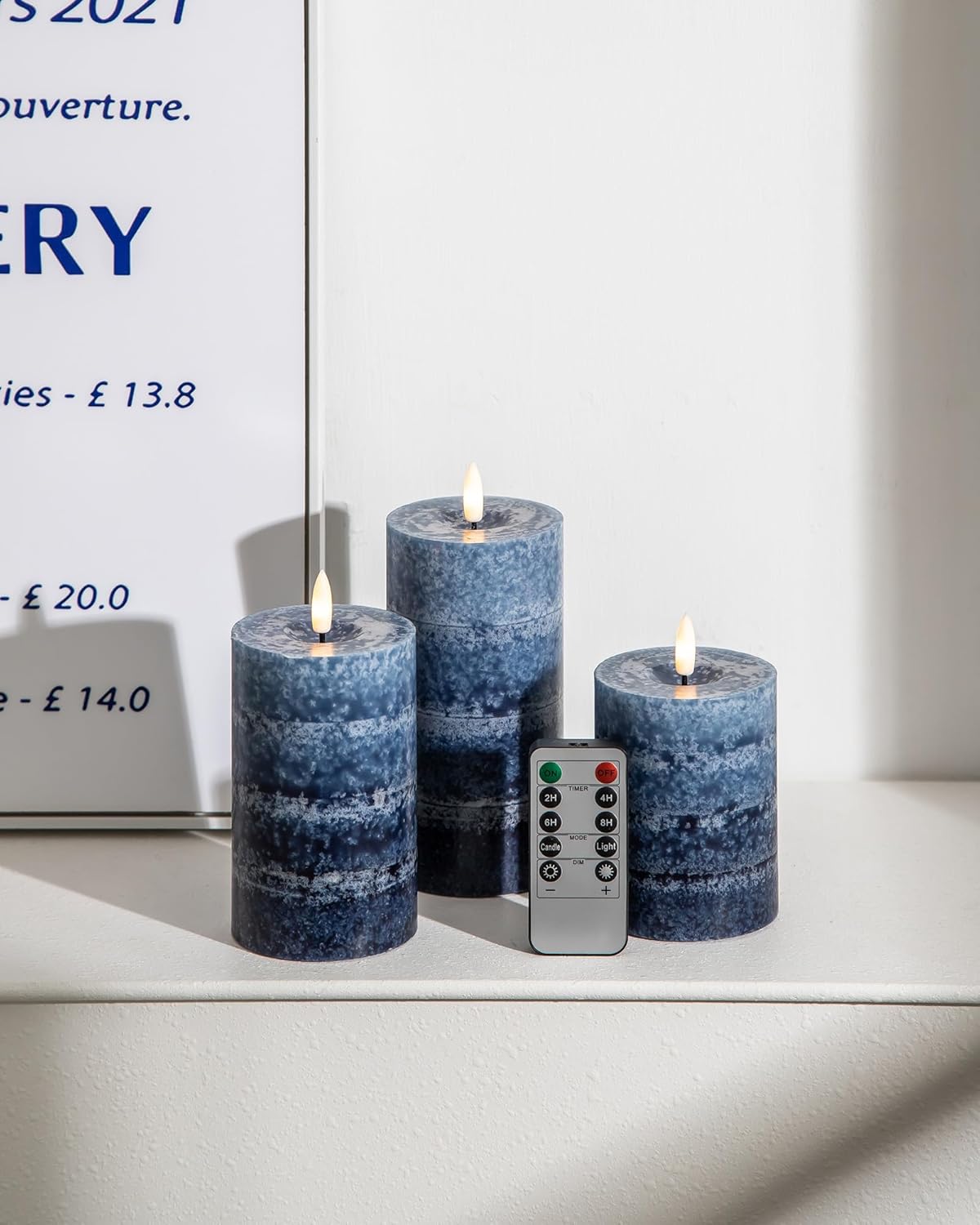 Stmarry Ivory Flameless Candles with Remote and Timer, Real Wax Made LED Pillar Candles Battery Operated with 3D Flickering Flame - 3" x 4",5",6" - Set of 3