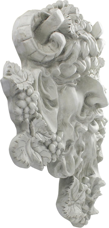 Design Toscano Bacchus, Grape Harvest Wine Greek Greenman Face Wall Sculpture, Medium, 12 inches tall, Cast Stone Resin, Antique Stone Finish