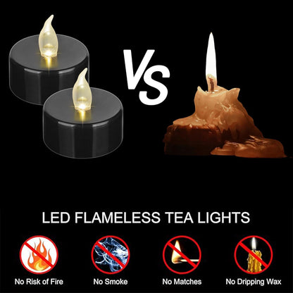 Nancia 100PACK Flameless LED Tea Lights Candles, Realistic and Bright Flickering Long Lasting 200Hours Battery-Powered, Ideal Party, Wedding, Birthday, Gifts Home Decoration Warm Yellow