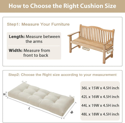 42 Inch Bench Cushions for Indoor Furniture, Super Soft Rectangle Bench seat Cushion Pad with Non-Slip Bottom, Waterproof Bench Pad for Window Porch(Beige, 42x16x4.5 Inch)