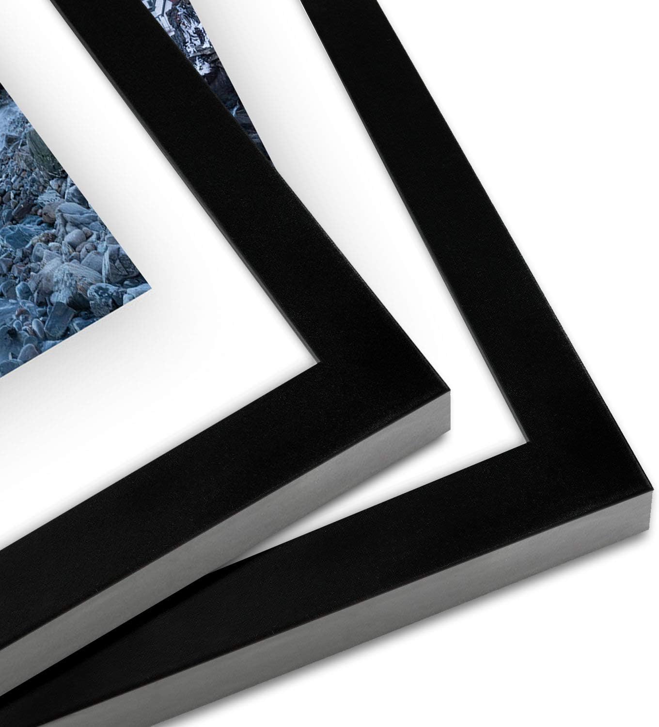 Americanflat 8.5x11 Floating Picture Frame with Polished Crystal-Clear Glass - Set of 2 - Use as 5x7 Frame or Display 4x6 Photo - Signature Float Collection - Photo Frames for Wall Display - Black