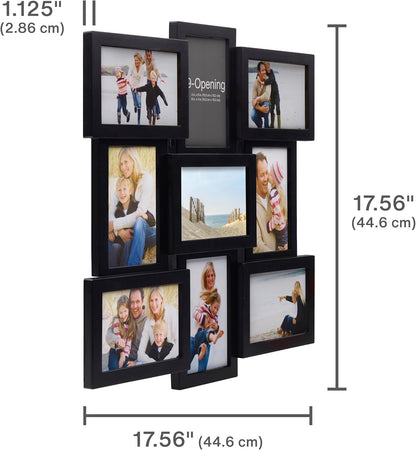 MELANNCO Collage Picture Frame for Wall, Holds 12 Photos - Six 4x6 and Six 6x4 Images, 18x23 Inch Black Plastic Frame, Hang Horizontal or Vertical, Gallery Wall Decor