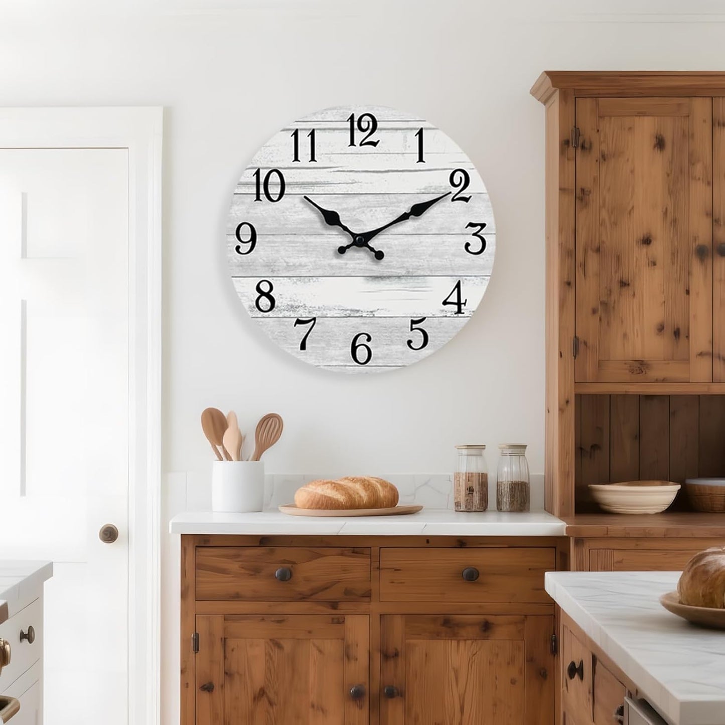KECYET Wall Clock Battery Operated 8 Inch Silent Non Ticking Coastal Design Country Rustic Retro Decorative for Bathroom Kitchen Living Room Bedroom