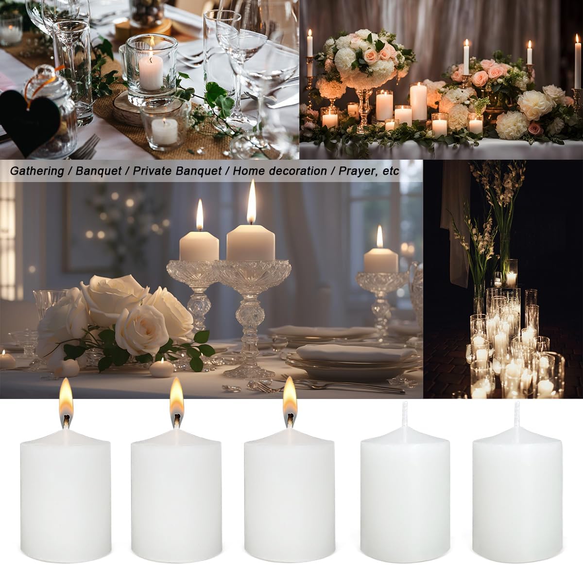White Votive Candles Long Burn Time Unscented Candles Votives Bulk Pack of 24 Small Pillar Candles