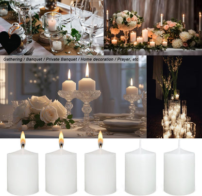 White Votive Candles Long Burn Time Unscented Candles Votives Bulk Pack of 24 Small Pillar Candles