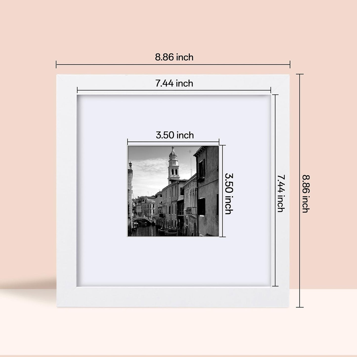 eletecpro 12x12 Picture Frames Set of 9 with Clear Acrylic Cover, Display 8x8 Photos with Mat or 12x12 Without, Classic and Sturdy Square Collage Gallery Wall Decor, Easy Wall Mount, Black