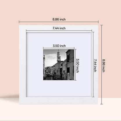 eletecpro 12x12 Picture Frames Set of 9 with Clear Acrylic Cover, Display 8x8 Photos with Mat or 12x12 Without, Classic and Sturdy Square Collage Gallery Wall Decor, Easy Wall Mount, Black