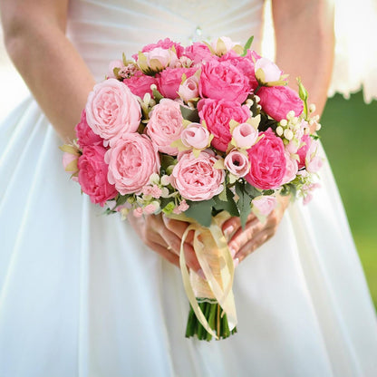 MARTINE MALL 2 Packs Peonies Artificial Flowers, Light Pink Artificial Peonies, Silk Peonies Flowers Fake Peonies Artificial Flowers Peonies Bouquet for Centerpiece Table Wedding Party Home Decor