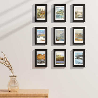 Vittanly 8x10 Picture Frames Set of 9, Shatter Resistant Plexiglass, Display 5x7 Pictures with Mat or 8x10 without Mat, Photo Frames for Wall or Tabletop, Engineered Wood, Black - Colors A