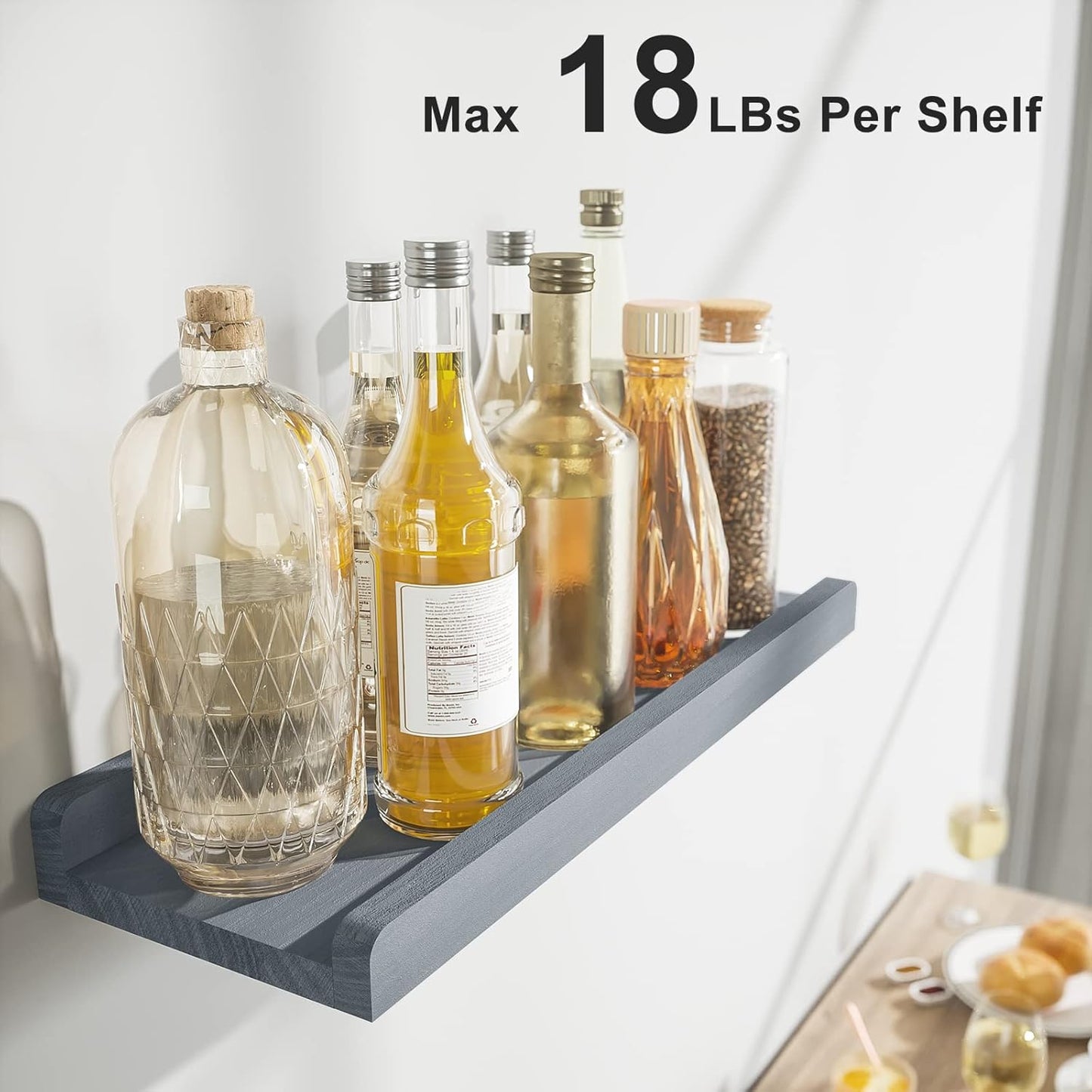 Love-KANKEI Floating Shelves Wall Mounted Set of 2, 17 Inch Rustic Wood Wall Shelves for Storage, Bedroom Living Room Bathroom Kitchen Office and More White