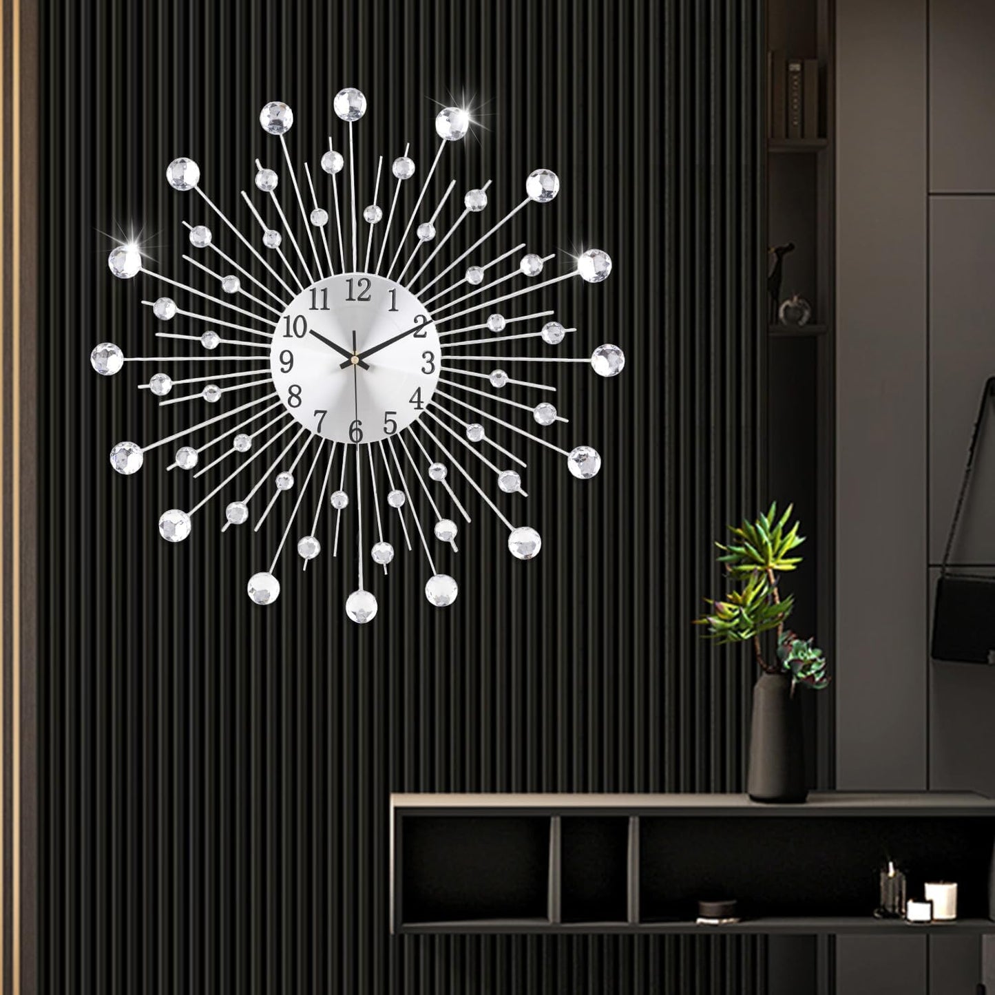 SIN&MI Large Wall Clocks, Silent Sunflower Shape Chic Decorative Wall Clock, Modern Non-Ticking Round Clock Dial Iron Metal Wall Clock for Living Room Decor Entrance Office Cafe 20 Inch