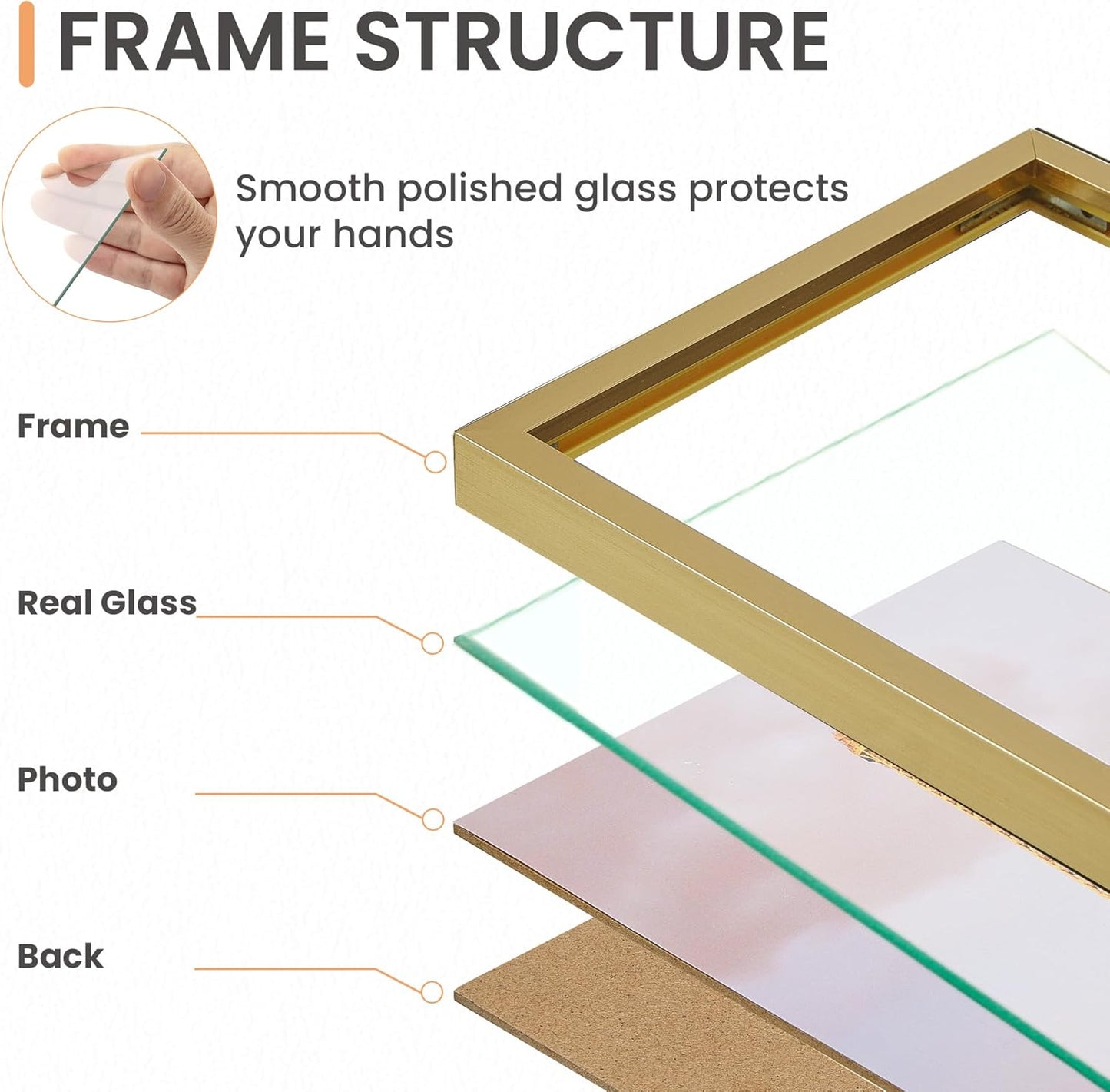 upsimples 5x7 Picture Frame Set of 3, Made of High Definition Glass for 5 x 7 Black Frames, Wall and Tabletop Display Thin Border Photo Frame for Home Décor