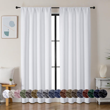 Simplebrand Ava Sage Green Blackout Curtains for Bedroom 63 Inch Length 2 Panels Set, Solid Thermal Insulated Energy Saving Rod Pocket Window Treatment Curtains Blackout Drapes, W40 x L63 Inch, Sage - Colors C