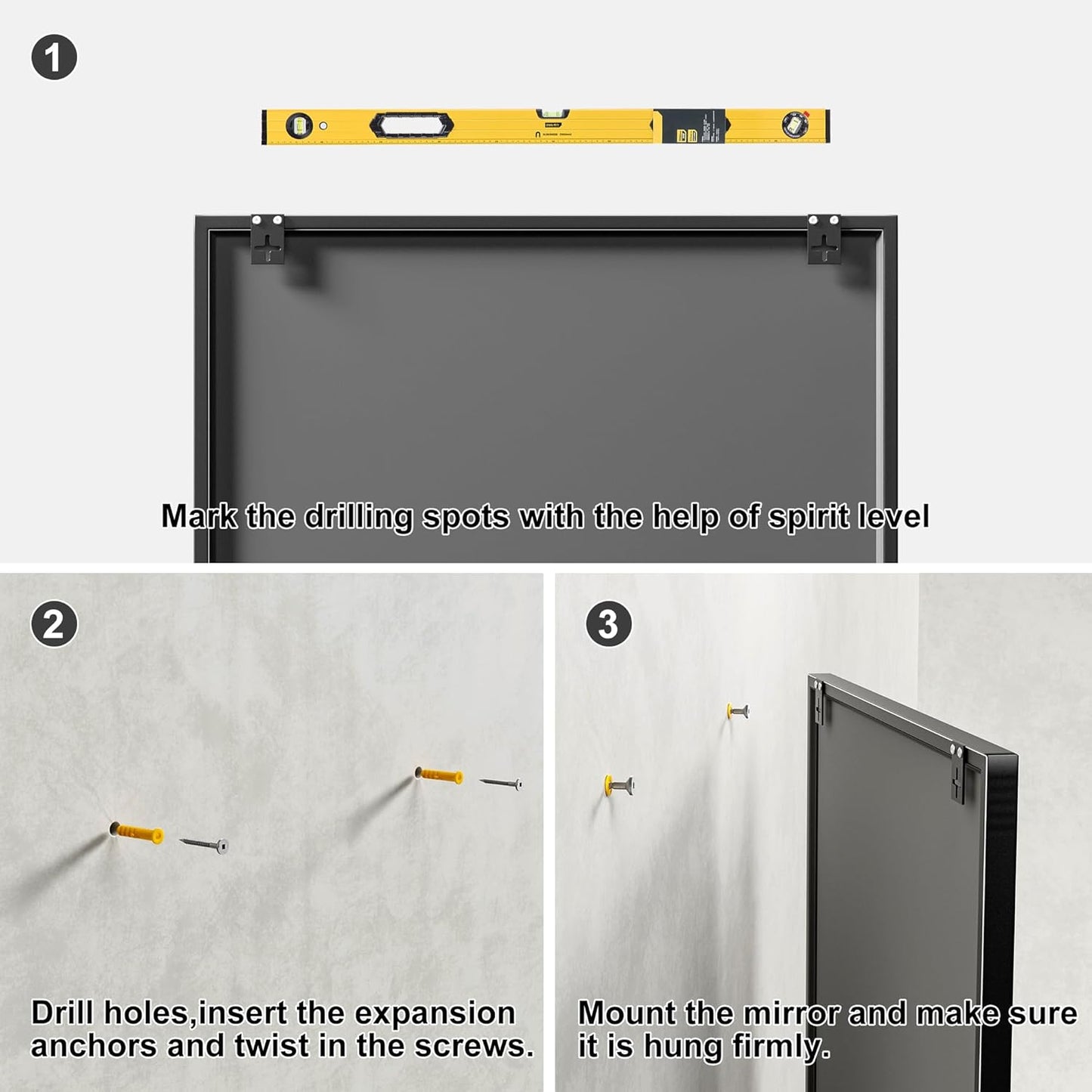 Dewfig 65"x 22" Arched Window pane Full Length Mirror, Wall Mirror, Floor Standing Mirrors, Farmhouse Long Full Body Mirrors Wall Mounted for Living Room, Bedroom, Entryway, Fireplace, Black