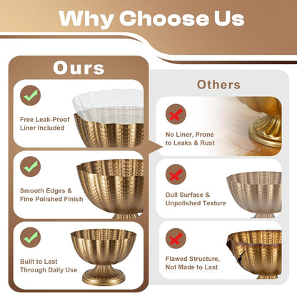Small Gold Vases for Centerpieces: Antique Gold Flower Vase for Wedding 4 Inch Brass Compote Vase Metal Pedestal Bowl Flower Urn for Party Event Home Decor Set of 4